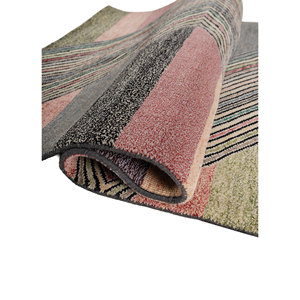 Alfombra Manchaha de Lana y Seda de Bambú Anudada a Mano, Gris y Negra, Tamaño 9x12, Rectangular, Diseño Chevron, para Sala de Estar, Pasillo, Modelo Les-1033-B - Product Image 2