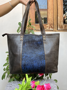 Sac fourre-tout en cuir de grande taille, sac à main élégant en fourrure naturelle, sacs à provisions pour femmes - Product Image 3