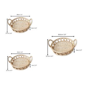 Plateau de service en rotin écologique en osier avec poignée lot de 3 pièces de haute qualité et prix bon marché du Vietnam en gros - Product Image 6