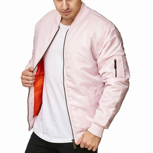 Chaquetas Bomber de Satén para Hombre, Estilo Moderno, Color Rosa, Cuello Alto, Cortavientos Elegante, Largo, con Bolsillos Decorativos, Chaqueta de Invierno - Product Image 2