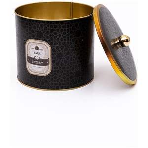 175x155mm Patrón geométrico dorado Perilla de metal redonda Mango 3.5L Contenedor de almacenamiento de alimentos con fondo negro - Product Image 2