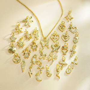 Liontin Kalung Berlapis Emas DIY dengan Zirkonia Kubik, Liontin Huruf Kupu-kupu Hati Bintang Utara, Liontin Emas untuk Pembuatan Perhiasan - Product Image 3