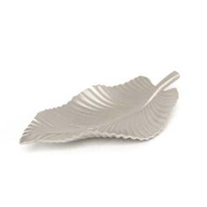 Plateau de service de nourriture en métal décoré à la maison de luxe plateaux de service en métal en forme de feuille fini mat au prix de gros - Product Image 3