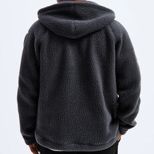 Organic Fleece <b>Men's</b> Hoodies <b>Jackets</b> 100% Polyester <b>Men's</b> Pockets Sweatshirt <b>Jacket</b> Teddy <b>Flannel</b> Full-Zip Hoodie for <b>Men</b> - Product Image 2
