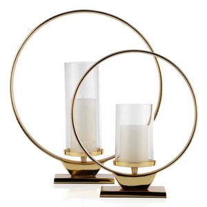 Bougeoir moderne avec bougeoir en verre pour centre de table, décorations, bougeoir en métal doré antique - Product Image 2