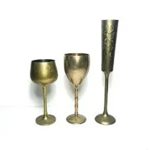 Goblet goblet de vinho de bronze banhado a prata e dourado, alta qualidade, melhor preço, feito à mão, de metal, latão