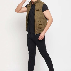 Venta al por mayor personalizado Casual hombres sin mangas chaleco chaqueta a prueba de viento transpirable Multi-Bolsillo algodón poliéster Cargo trabajo prendas de vestir exteriores - Product Image 6