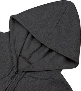 Sudadera con capucha completa con cremallera, negra, de poliéster/algodón, forro polar transpirable, estilo urbano, antibacteriana - Product Image 4