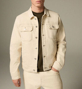 Latest Mens Denim Jacket Full Sleeve <b>Light</b> Wash Jeans Jacket Casual Streetwear High Street Fashion Slim Fit Regular Front Fleece - Product Image 1