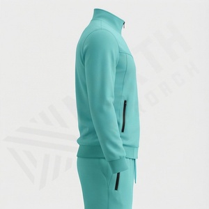 Survêtement à fermeture éclair avec logo personnalisé pour hommes, couleur personnalisée, respirant, coupe décontractée, survêtement à fermeture éclair décontracté pour hommes, ensemble de course à pied pour la salle de sport et le fitness - Product Image 3