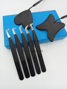 Pince à épiler professionnelle d'extension de cils noir mat 45 65 90 degrés botte acier inoxydable durable pour l'application de Volume - Product Image 6