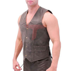 เสื้อกั๊กหนังแท้คอวีปรับแต่งได้สำหรับ2025เสื้อลำลองระบายอากาศได้ด้านนอกมีกระเป๋าสำหรับฤดูใบไม้ร่วง - Product Image 1