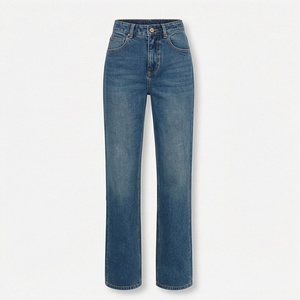 Pantalones Vaqueros de Mezclilla para Mujer, Hechos a Medida en Fábrica, Corte Holgado, Ajustados, Rectos, de Algodón, Estilo Casual, con Cintura - Product Image 1