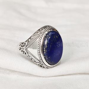 ผู้ค้าส่งบุรุษแหวนธรรมชาติLapis LazuliอัญมณีแหวนBirthstoneทุกขนาดออตโตมันเครื่องประดับคริสต์มาส925แหวนเงิน - Product Image 2