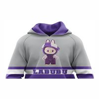 Sweat à capuche homme Labubu, style vintage, respirant, à manches longues, hiver, décontracté, hip-hop, imprimé numérique anime, en polaire avec poche kangourou