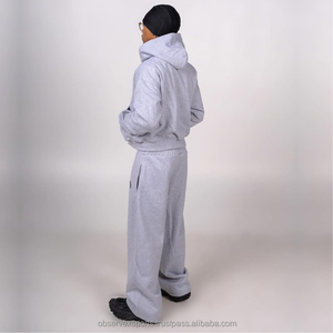 Venta al por mayor de ropa de calle personalizada nueva Activewear Vintage 2 uds de peso pesado invierno transpirable 100% algodón sudaderas con capucha deportivas en blanco - Product Image 4