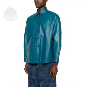 Chemise en cuir véritable pour homme, personnalisée, décontractée, anti-rides, écologique, manches longues, cuir de haute qualité, dernier design 2026, entière - Product Image 2