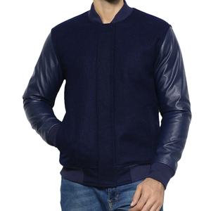 Veste universitaire brodée pour homme, avec manches en cuir - Product Image 1
