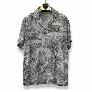 Chemise boutonnée à manches courtes en satin à imprimé floral pour homme, coupe décontractée, col camp, idéale pour les vacances d'été - Product Image 6