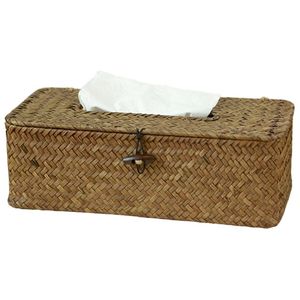 Caja de pañuelos de ratán marrón rústico Ideal para aportar calidez y textura natural a interiores modernos o vintage - Product Image 2