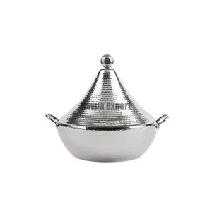 Hotpot pulido brillante de acero inoxidable, suministros para hoteles y restaurantes, calentador de alimentos, cazuela redonda aislada de estilo martillado - Product Image 1