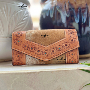 Pochette portefeuille à sculpter usinée à la main portefeuille en cuir de vachette élégant multi-usages embrayages en cuir occidental pour femmes - Product Image 1