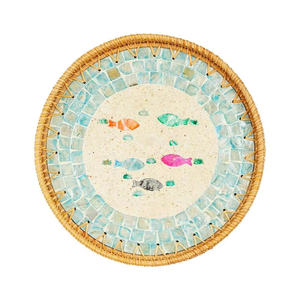 Bandeja de comida de concha de ratán redonda de gran venta, cestas de almacenamiento especiales para té y postres con artesanías decorativas - Product Image 1