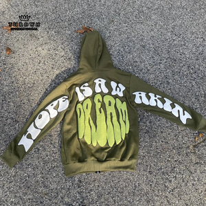 Sudadera con capucha con cremallera completa de algodón 100% de alta calidad para hombre, sudaderas OEM de nueva moda, impresión HD personalizada, lavado ácido, poliéster/forro polar 3D - Product Image 6