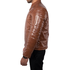 Veste en cuir matelassée d'hiver pour homme, noire, décontractée, chaude, veste en cuir personnalisée, fournisseur OEM - Product Image 3