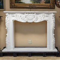 Mantel de Chimenea de Mármol Montado en la Pared, Diseño Art Deco, Tallado a Mano, de Alta Calidad y Lujo