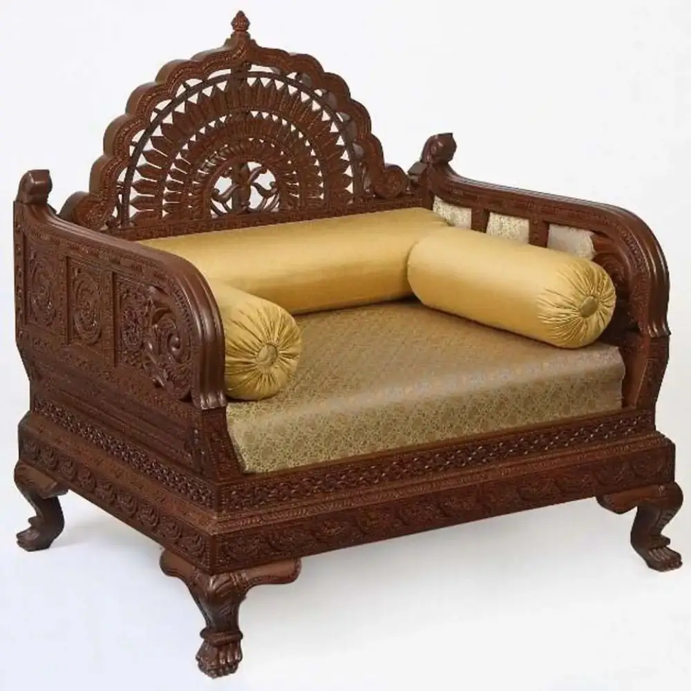 Vintage und zeitgenössische indische Sheesham Holz Sofa für Wohnzimmer