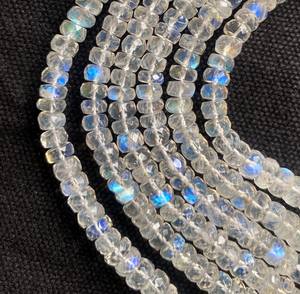 Perles rondes lisses arc-en-ciel blanc naturel Perles arc-en-ciel blanc Rondelle à facettes Perles de pierres précieuses arc-en-ciel blanc - Product Image 2