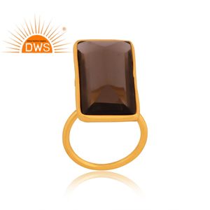 Nuevas llegadas Anillo de piedras preciosas ahumadas naturales chapadas en oro de 18 quilates de plata para mujer Proveedor de joyería de diseño personalizado - Product Image 1