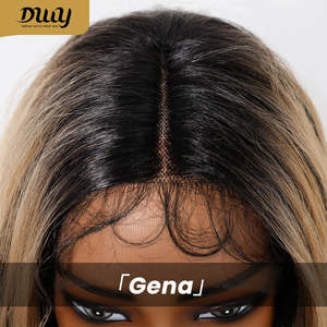 Gena -DWY Long-Length Straight <b>Black</b> Honey Balayage Glueless Synthetic Christmas <b>Wigs</b> Clearance Sale Lace Front Middle Part - Product Image 6