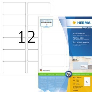 Etiquetas de Papel Blanco Universales Premium HERMA, 88.9 x 46.6 mm, No Removibles, 1200 Etiquetas/Paquete, Accesorios para Carpetas de Archivo - Product Image 1