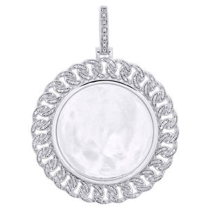 Colgante de marco de imagen redondo personalizado con diamantes de moissanita en joyería de Hip Hop de plata 925 para regalo de hombres y mujeres - Product Image 1
