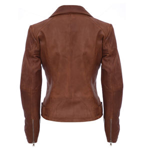 Veste en cuir pour femmes OEM, veste en cuir véritable sur mesure, vêtements d'extérieur d'hiver pour femmes, veste en cuir tendance, fabricant pakistanais - Product Image 2