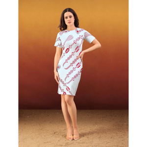 Purvaja Vestido bodycon mini estampado floral para mujer con cuello redondo y manga corta. Punto elástico perfecto desde el brunch hasta la cita nocturna. - Product Image 5