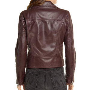 Veste en cuir véritable pour femme avec col rabattu Traitement fini de grande taille Respirant pour une utilisation en extérieur - Product Image 3