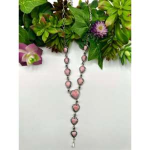 Collar de Plata de Ley con Concha Rosa Navajo, Clásico, Religioso, Moderno, con Corazón, Ancla, Número, Cadenas de Perlas para Bodas y Regalos - Product Image 1