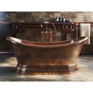 Mid Century 1980s Freestanding Rustic Tub for Luxury Bathrooms Handcrafted Copper Bathtub - Product Image 5