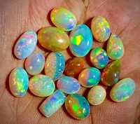 H GEMS Hermoso Lote al por Mayor de Ópalos Etíopes Naturales Multifuego Mixtos en Cabujón (Ovalado/Pera/Redondo) de Excelente Calidad, Color Limpio y Sueltos