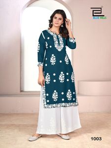 Anarkali Largo para Mujer, Estilo Casual Elegante, con Bordado y Estampado Digital en Rayón de Alta Calidad, Diseño Indio/Pakistaní - Product Image 5