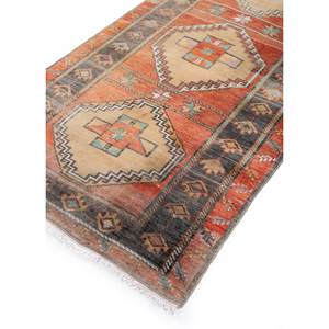 Tapis en laine géométriques et abstraits Nuray Pae-3068 Rouge et Orange noués à la main pour l'entrée, la chambre et le couloir – Tissage rectangulaire - Product Image 2