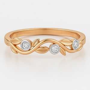 แหวนแต่งงานสีโรสโกลด์14K สไตล์โบฮีเมียนสำหรับผู้หญิงชุบโรเดียมเพชรกลมธรรมชาติ100% สำหรับวันครบรอบ - Product Image 2