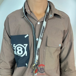 New Personalized Hair On Cowhide Leather Neck Strap Lanyards Metal <b>Clips</b> for ID Cards <b>Badge</b> Holder Real Leather Office Products - Product Image 1
