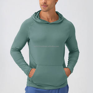 Sweat-shirt à capuche pour homme, nouvelle mode printemps-automne, manches longues, décontracté, avec poche de couleur unie, style fin tissé - Product Image 2