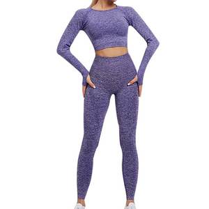 Traje de Yoga de manga larga Ropa de fitness para mujer Ropa de yoga deportiva de cintura alta - Product Image 5