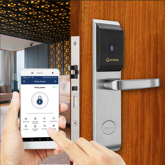 Orbita RFID Key Card Lock  Blue Tooth Electronic Hotel Smart Door Locks With APP Mobile Open Function