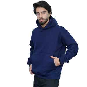 Sudadera con capucha de gran tamaño para hombre, Jersey informal de mezcla de poliéster y algodón azul marino para uso diario cómodo - Product Image 4